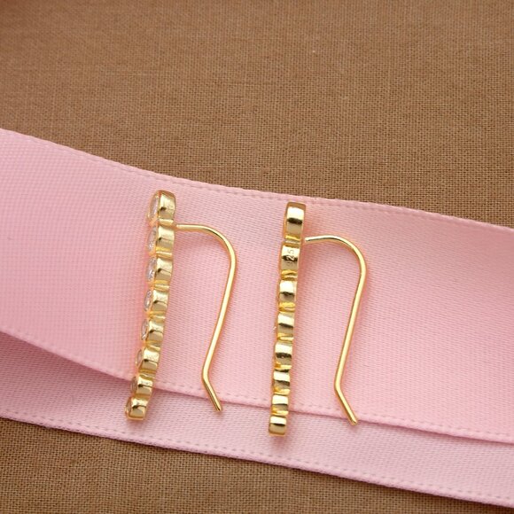 NEW Gold Crawler Earrings, Ear Climber, Minimalist Cuff Earrings, Gift For Women - Picture 7 of 12